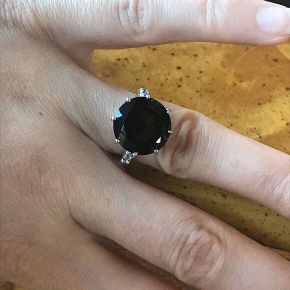 Natural Smoky Quartz Sterling Silver Lotus Cocktail Ring Size 6.25 - Picture 3 of 8